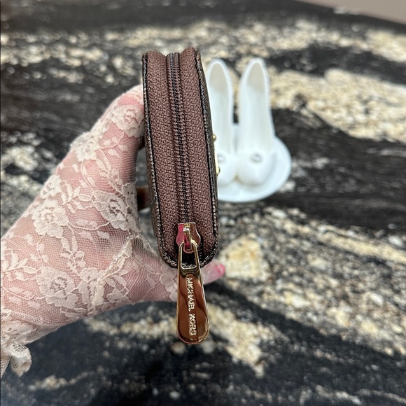 Michael Kors Dark Brown Logo Zip Wallet - Picture 6 of 10